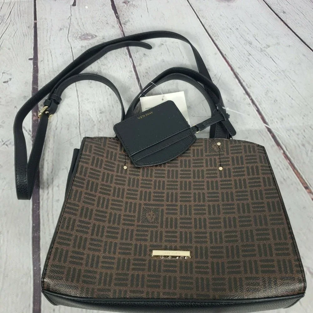 Anne Klein Women's Logo Curved Satchel Crossbody Bag